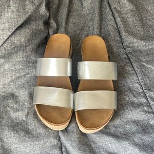 Brash Espadrille Silver Slip-On Sandals